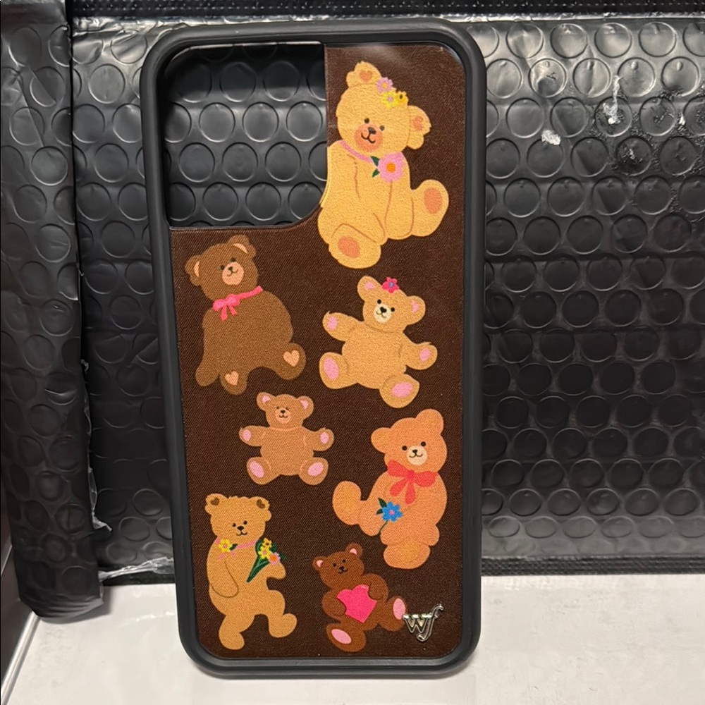 Brown pinkTeddy Bear wildflower iPhone 13 Pro Max Case